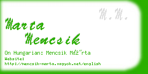 marta mencsik business card